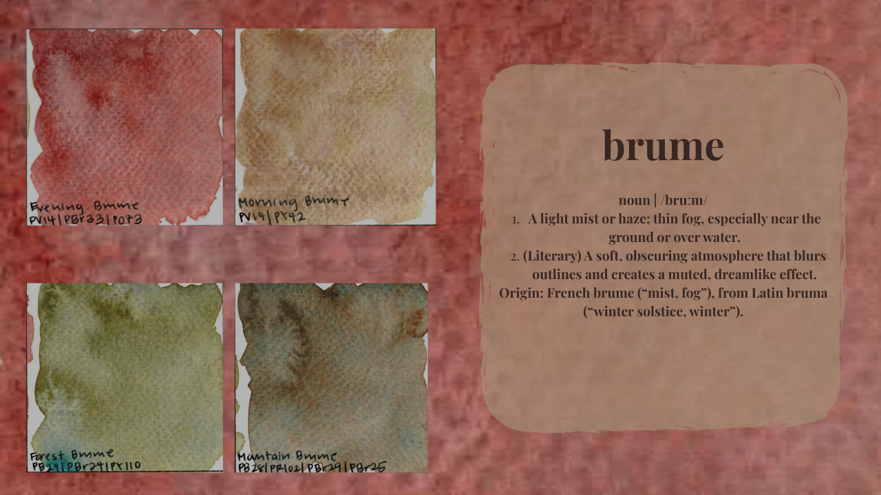 Swatches of the four paints in the Brume series.