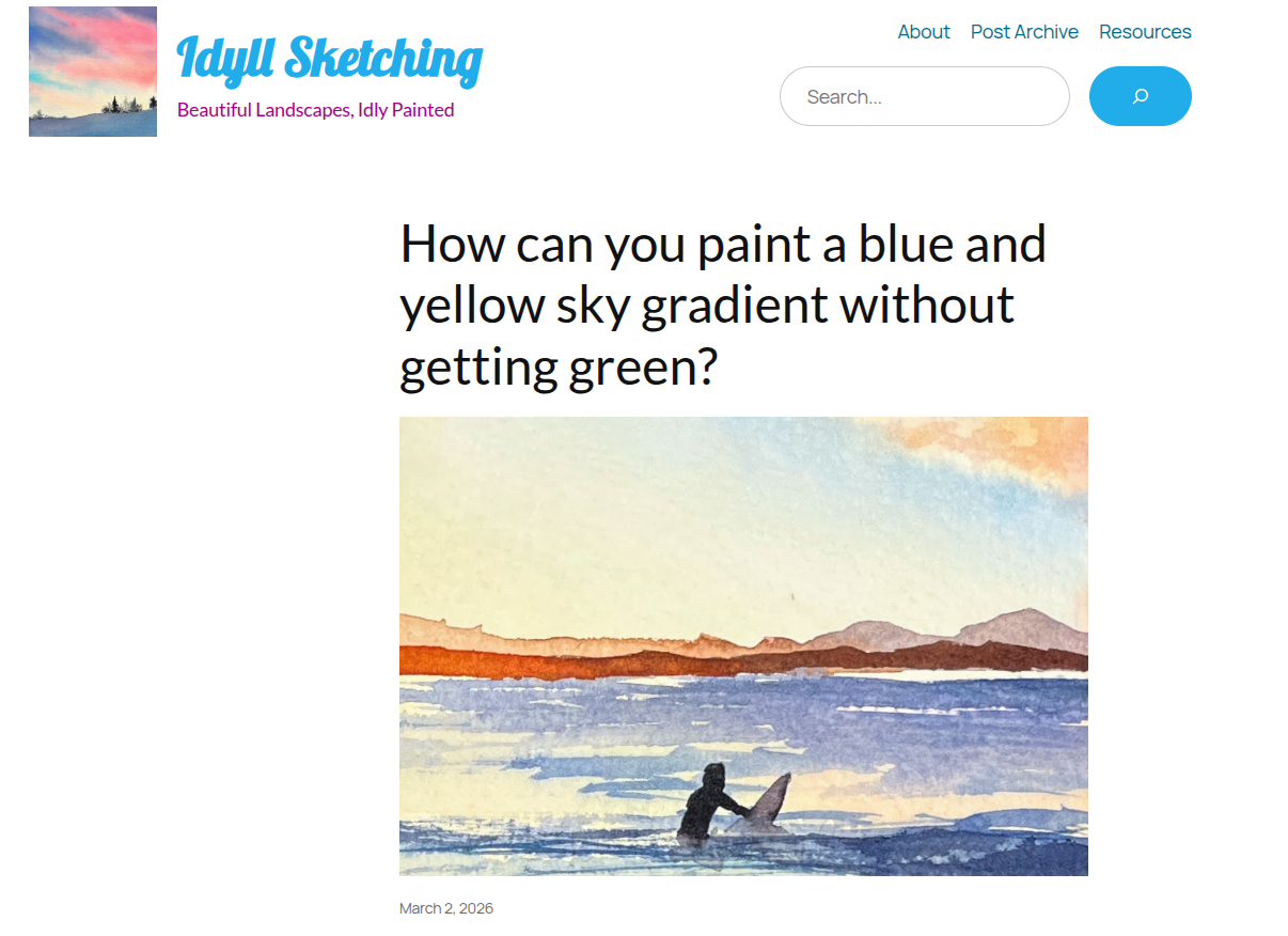 Idyll Sketching post blue yellow skies