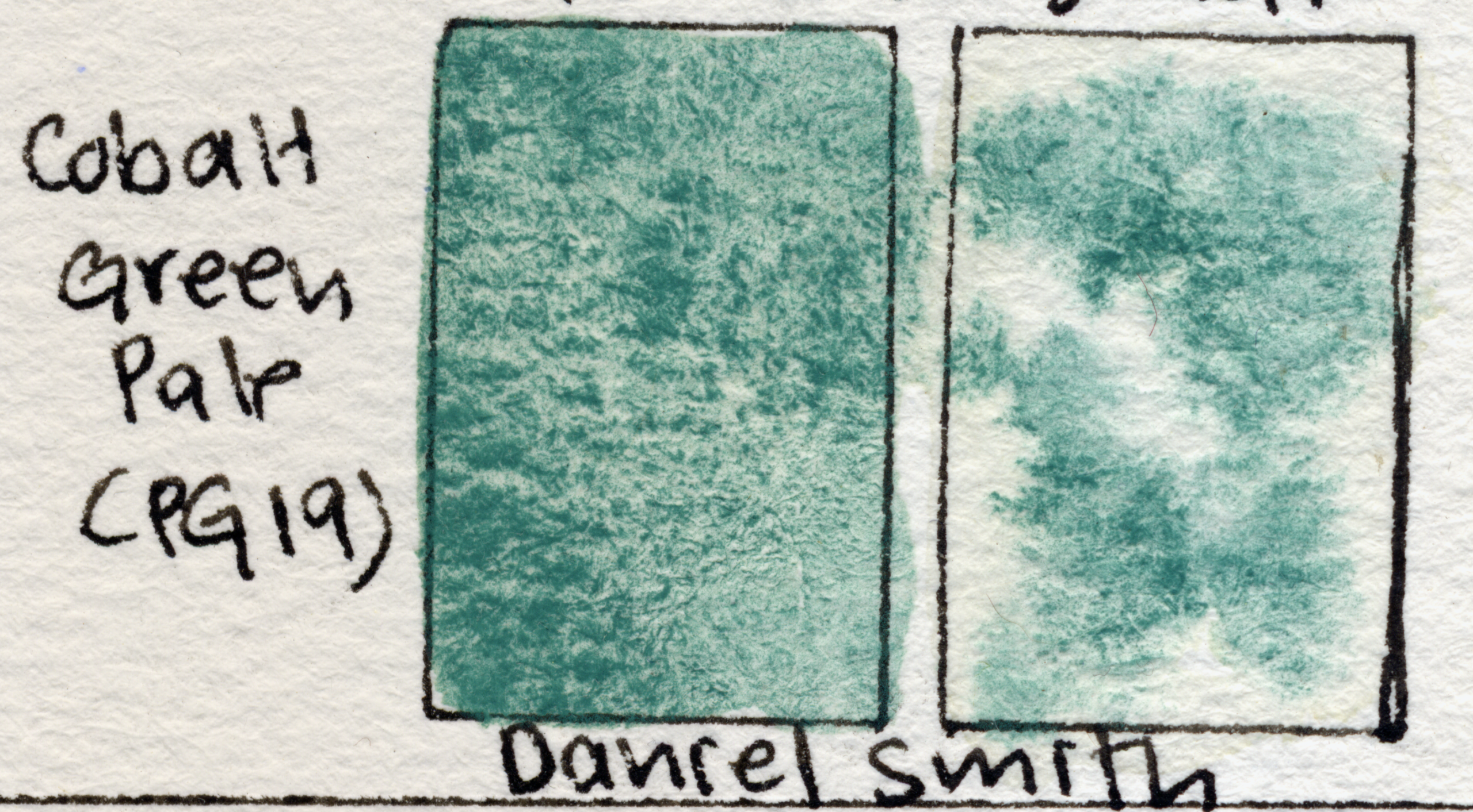 A swatch of Cobalt Green Pale PG19 by Daniel Smith.