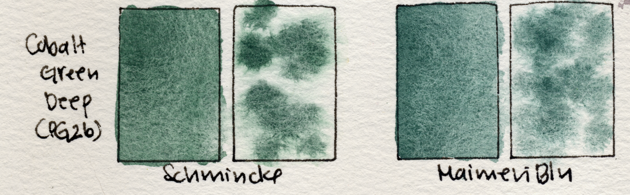 Swatch comparison of PG26 by Schmincke and MaimeriBlu.