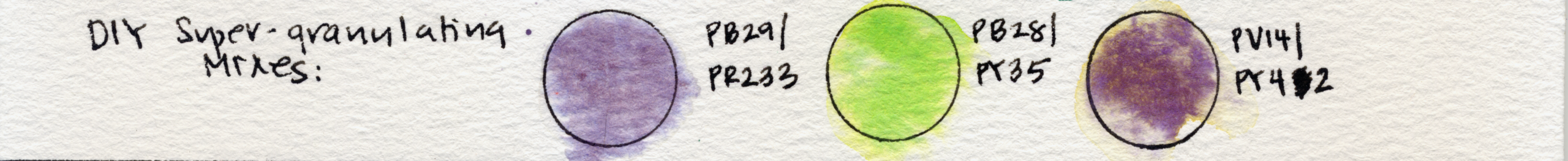 DIY Super-granulating mixes: PB29/PR233; PB28/PY35; PV14/PY42.