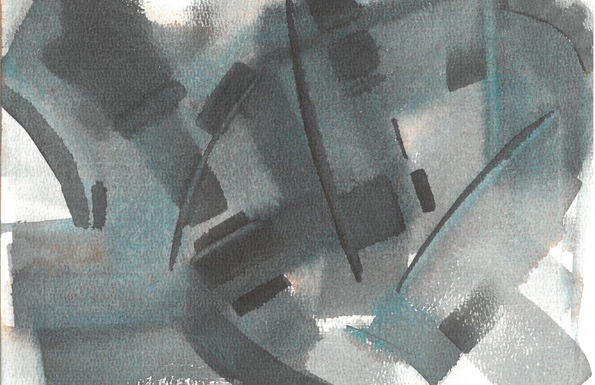 A watercolor painting of an abstract with many overlapping lines and shapes creating depth and dimension.